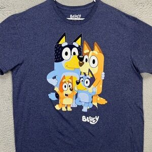 Bluey Adult Mens Tee T-Shirt 2X Blue Graphic Crew Neck Short Sleeve Outdoor‎